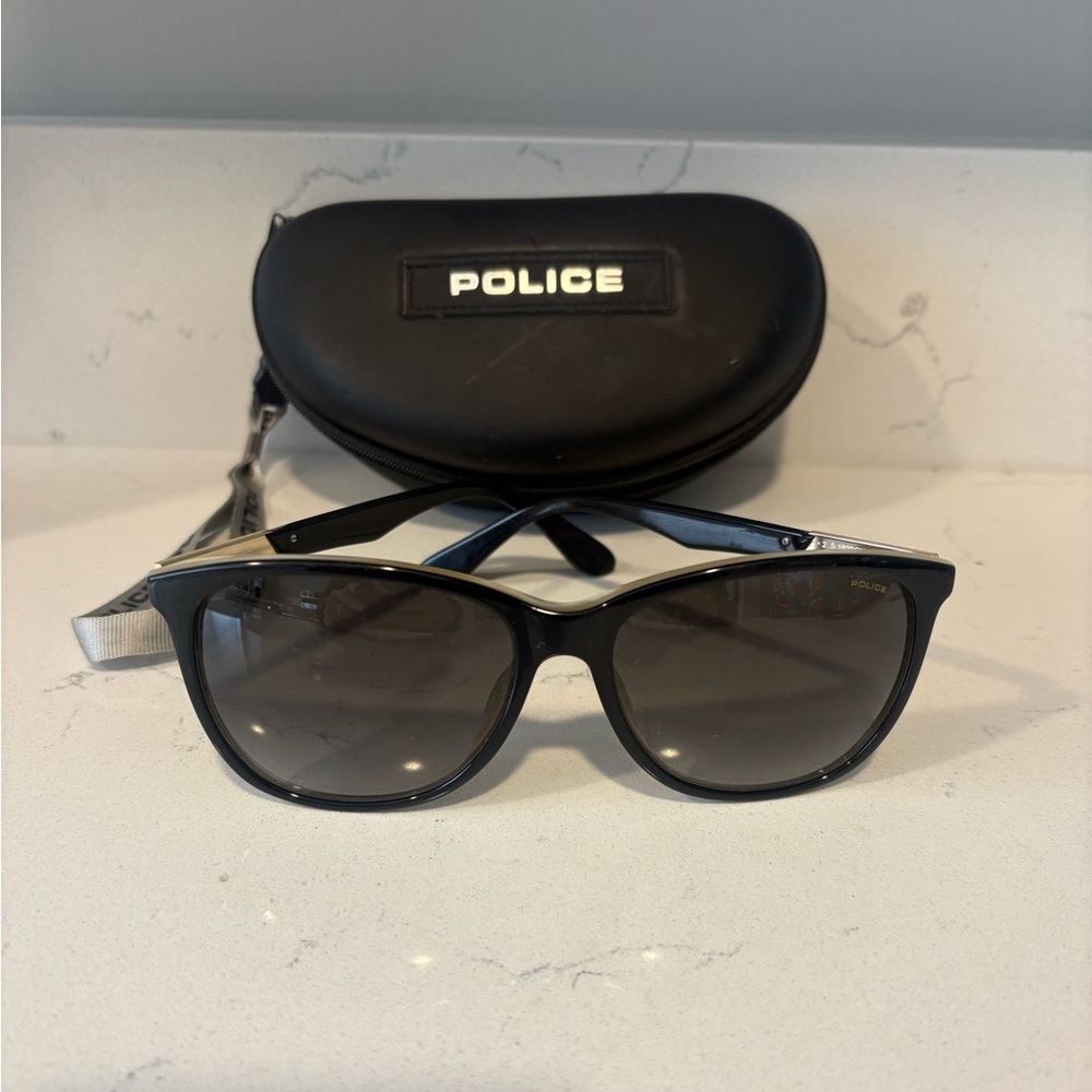 Police brand woman’s Black with beige tortoise trim sunglasses
